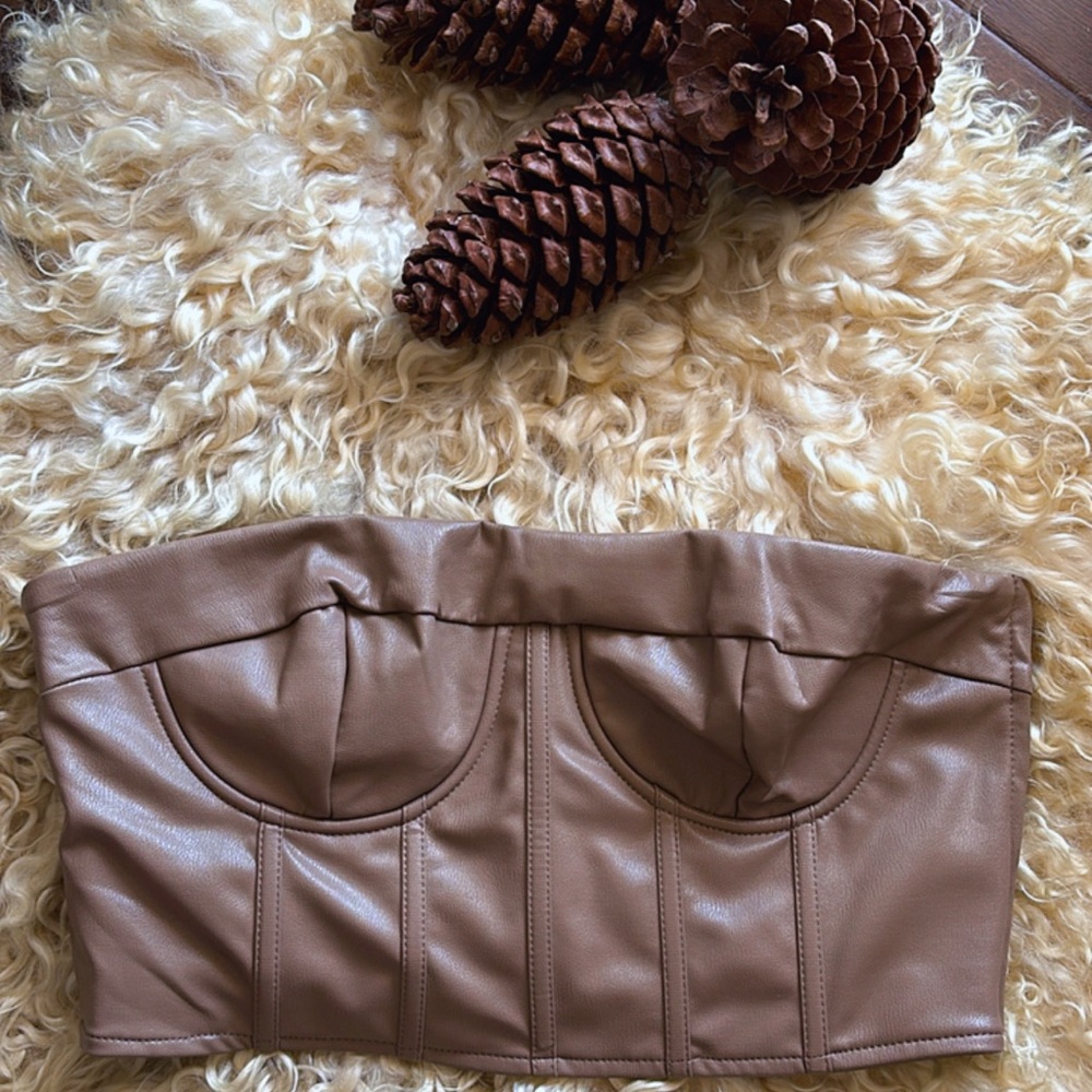 Forever 21 Tan Faux Leather Top